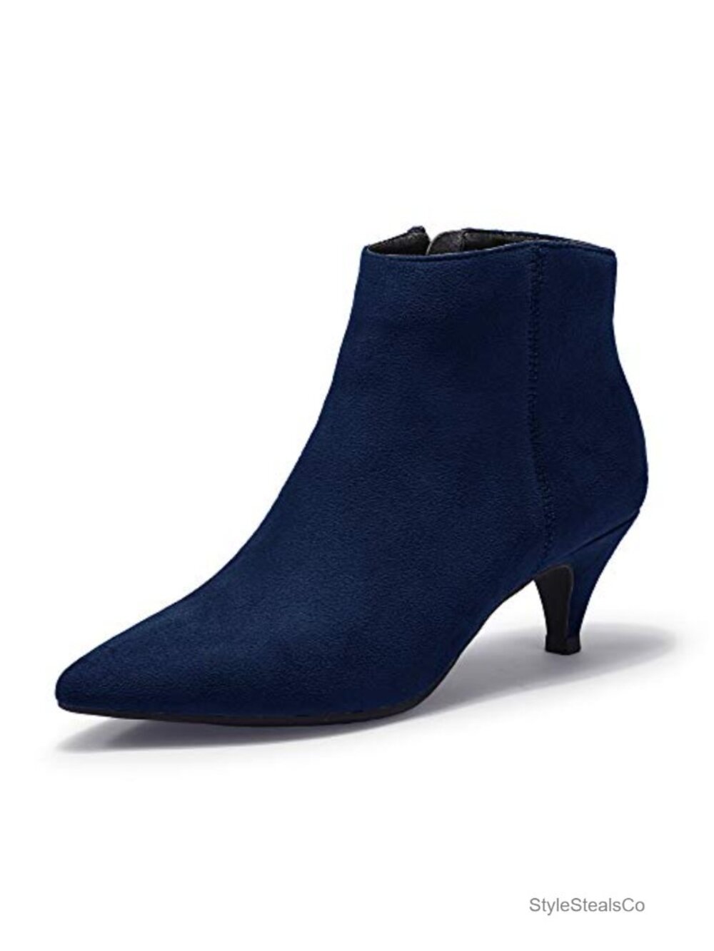 Kitten Heel Ankle Boots Pointed Toe Suede Booties Side Zip Dress Shoes